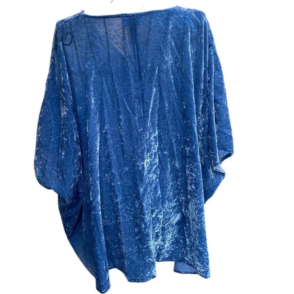 Pure Jill Oversized Sky Blue Crushed Velvet Boxy Lagenlook Top kimono Size L - Picture 5 of 14